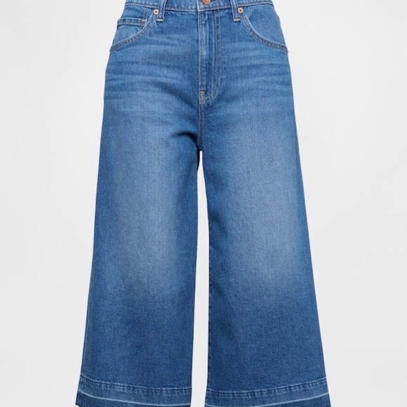 GAP Denim - GAP Women High Rise Wide-Leg Culotte Medium Blue Indigo 32/14 Short Jeans NWT